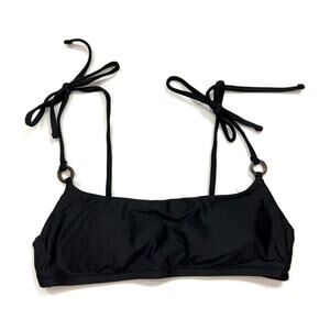 J. Crew Tortoise O-Ring Tie Shoulder Bikini Top in Black